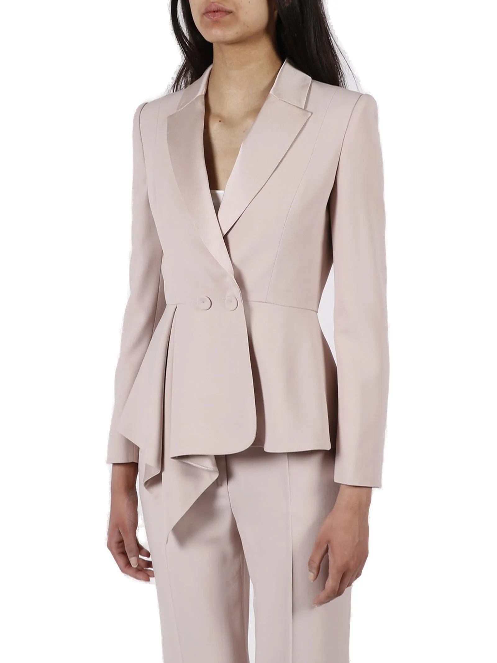 Alberta Ferretti Pleated Double-Breasted Blazer