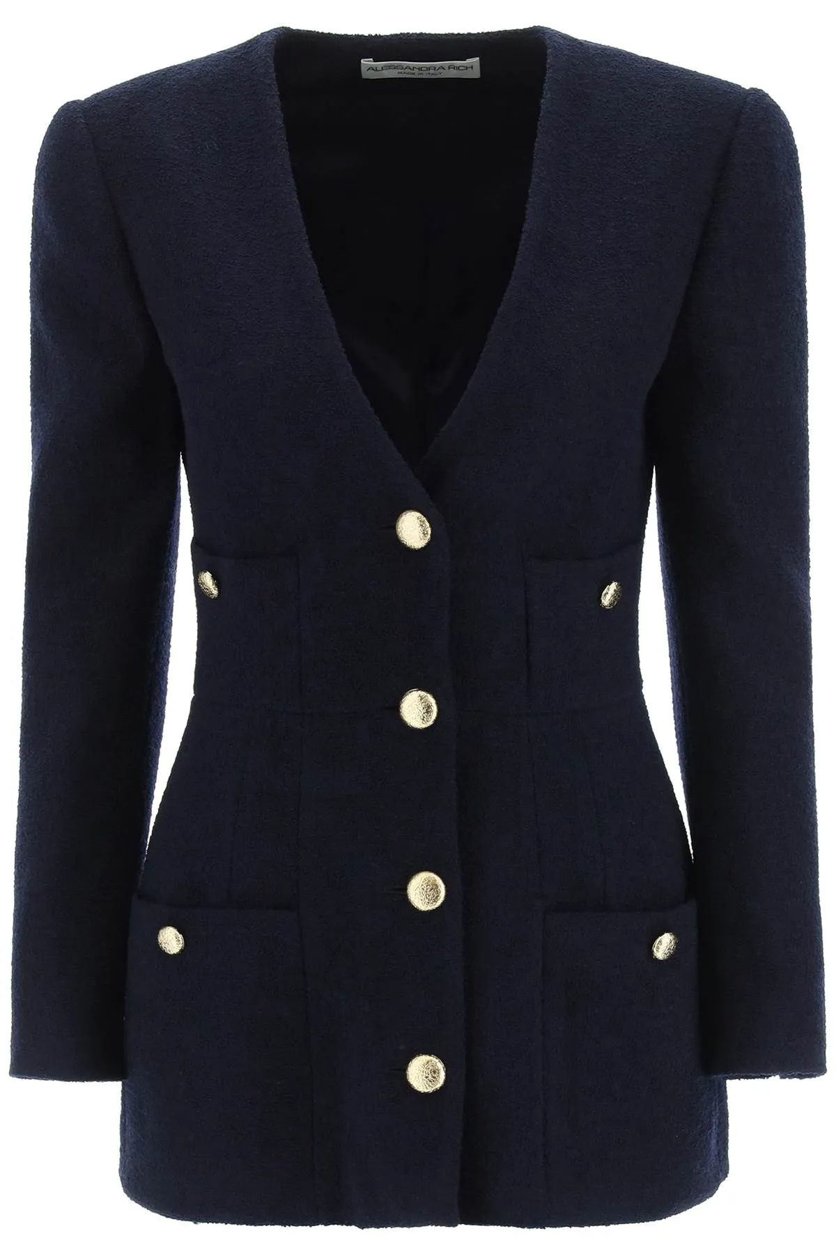 Alessandra Rich Single-Breasted Tweed Boucle Blazer