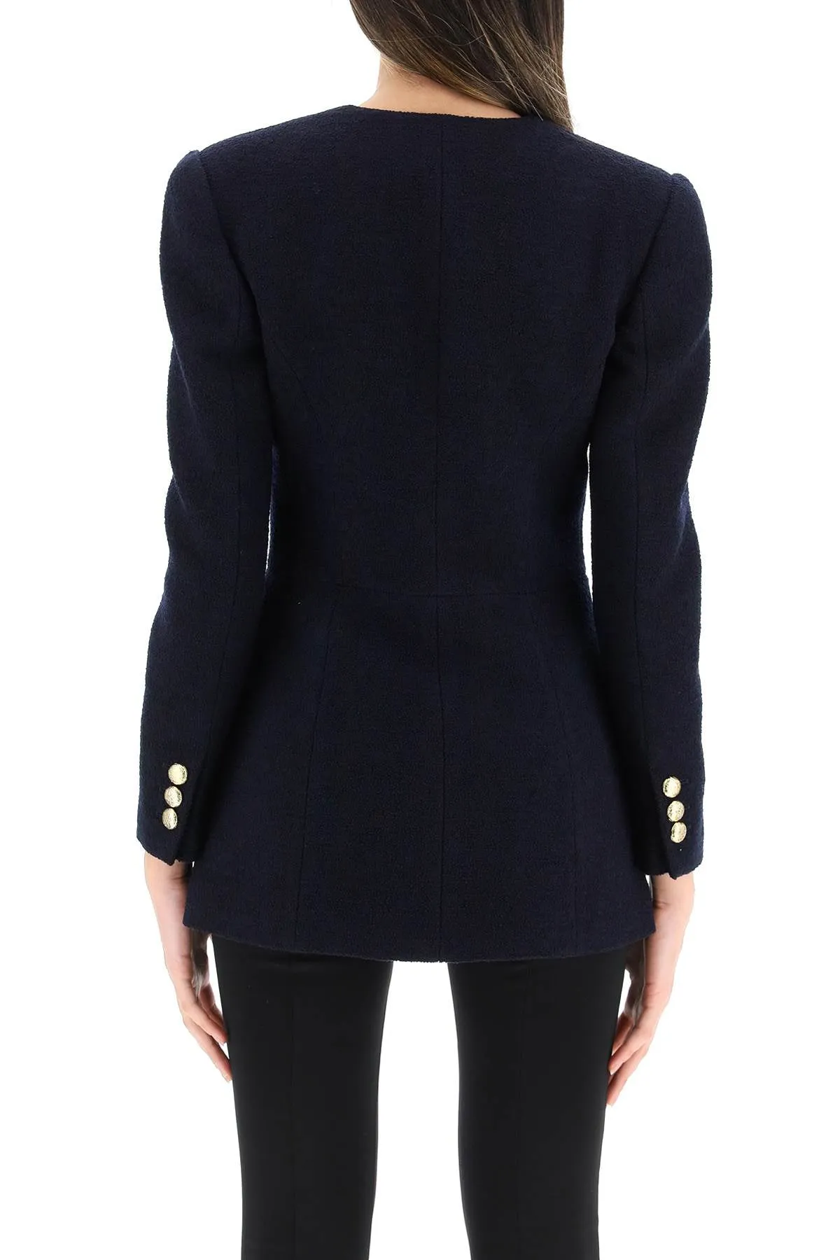 Alessandra Rich Single-Breasted Tweed Boucle Blazer