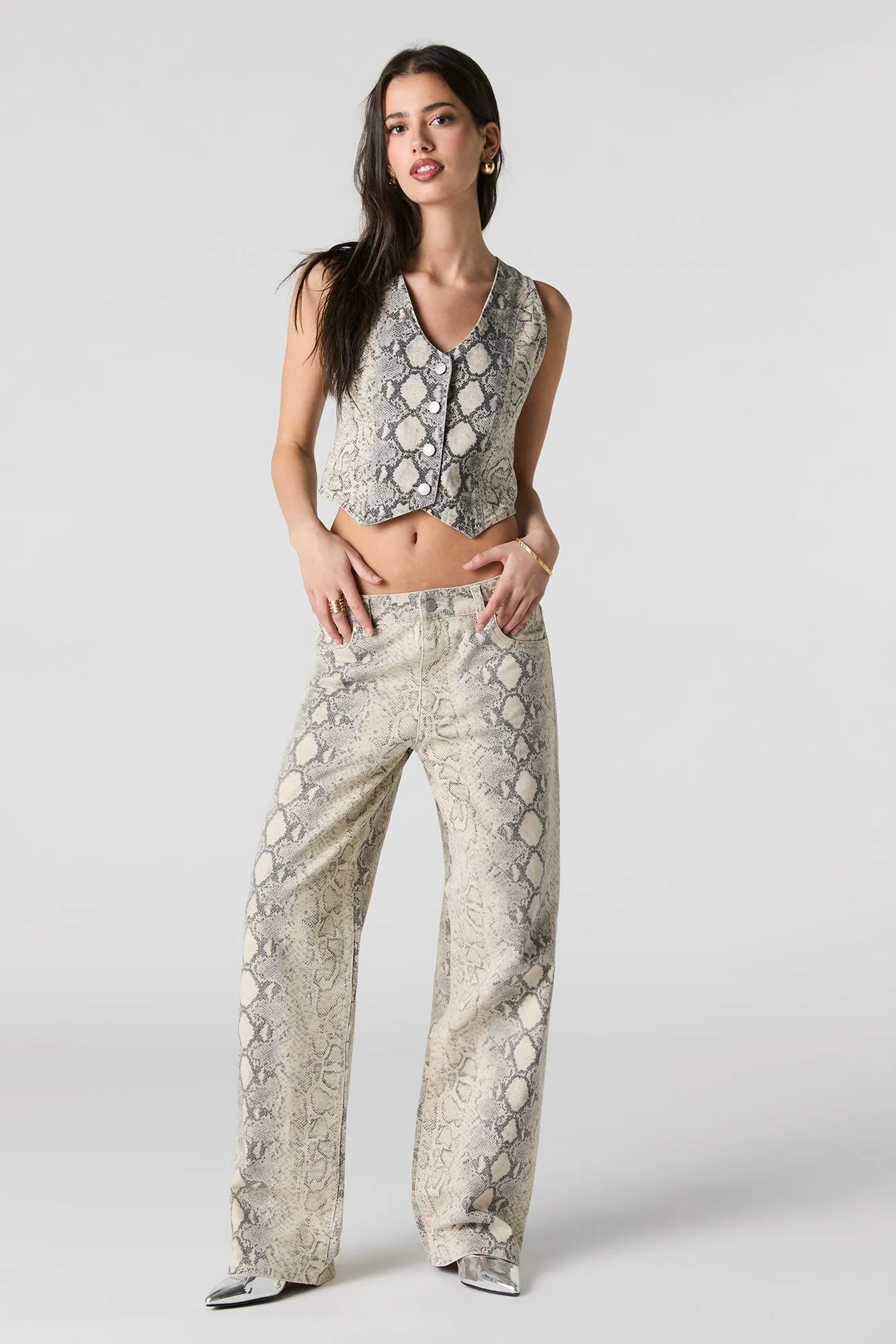 Animal Print Denim Vest