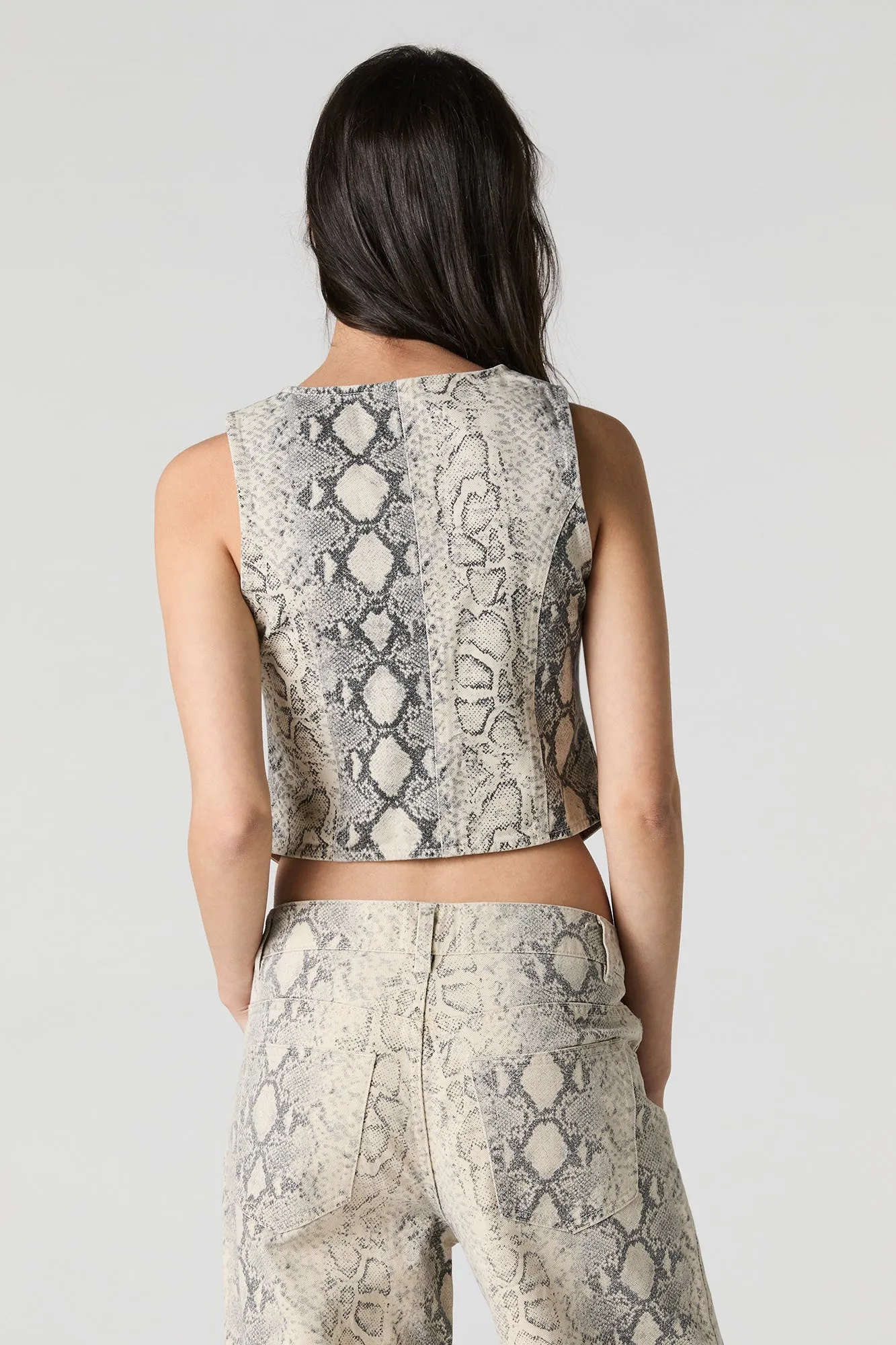 Animal Print Denim Vest