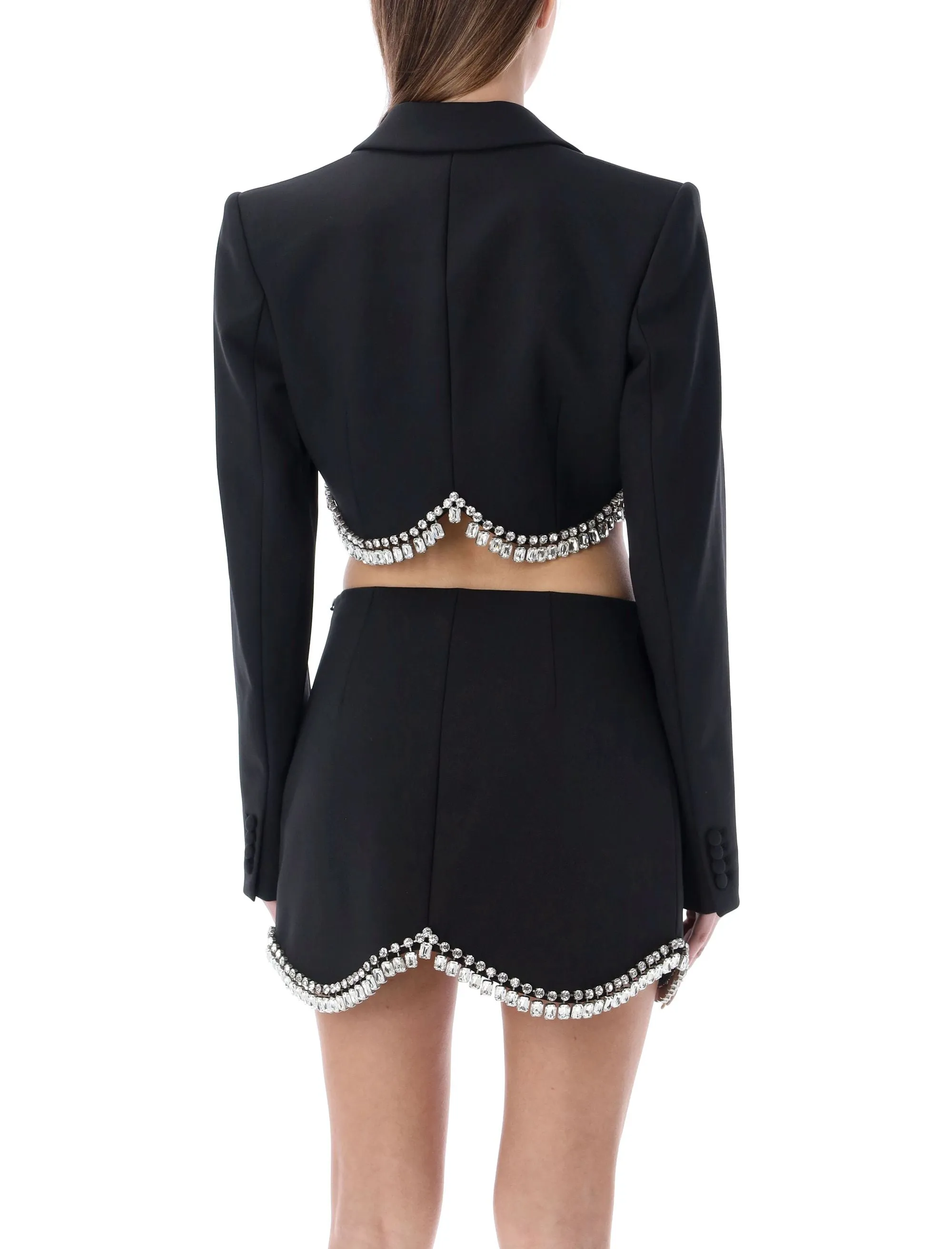 Area Embellished Long-Sleeved Cropped Blazer