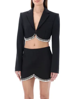 Area Embellished Long-Sleeved Cropped Blazer