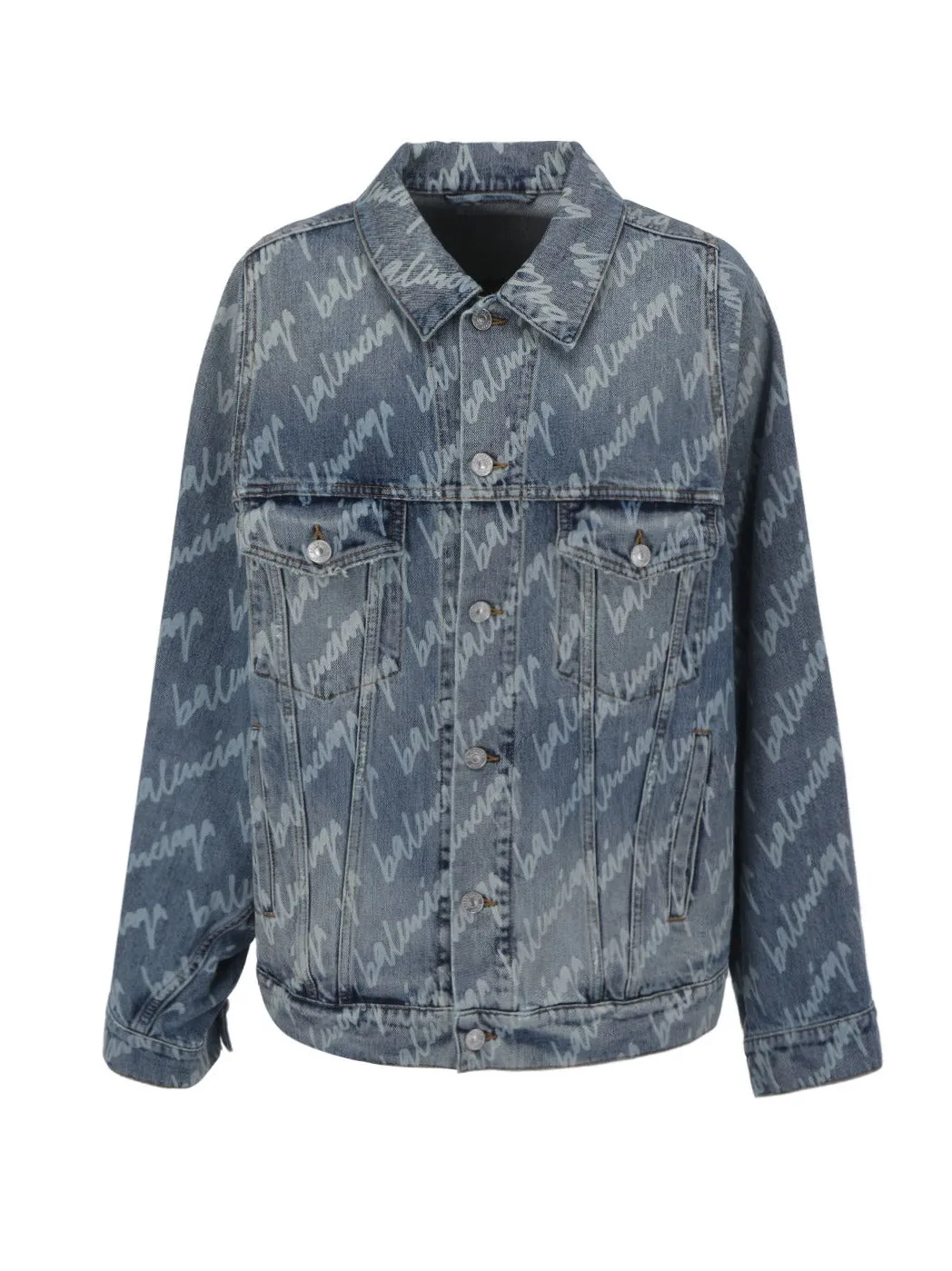 Balenciaga Logo Allover Bell Sleeve Jacket