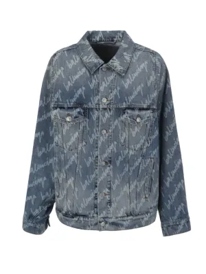 Balenciaga Logo Allover Bell Sleeve Jacket