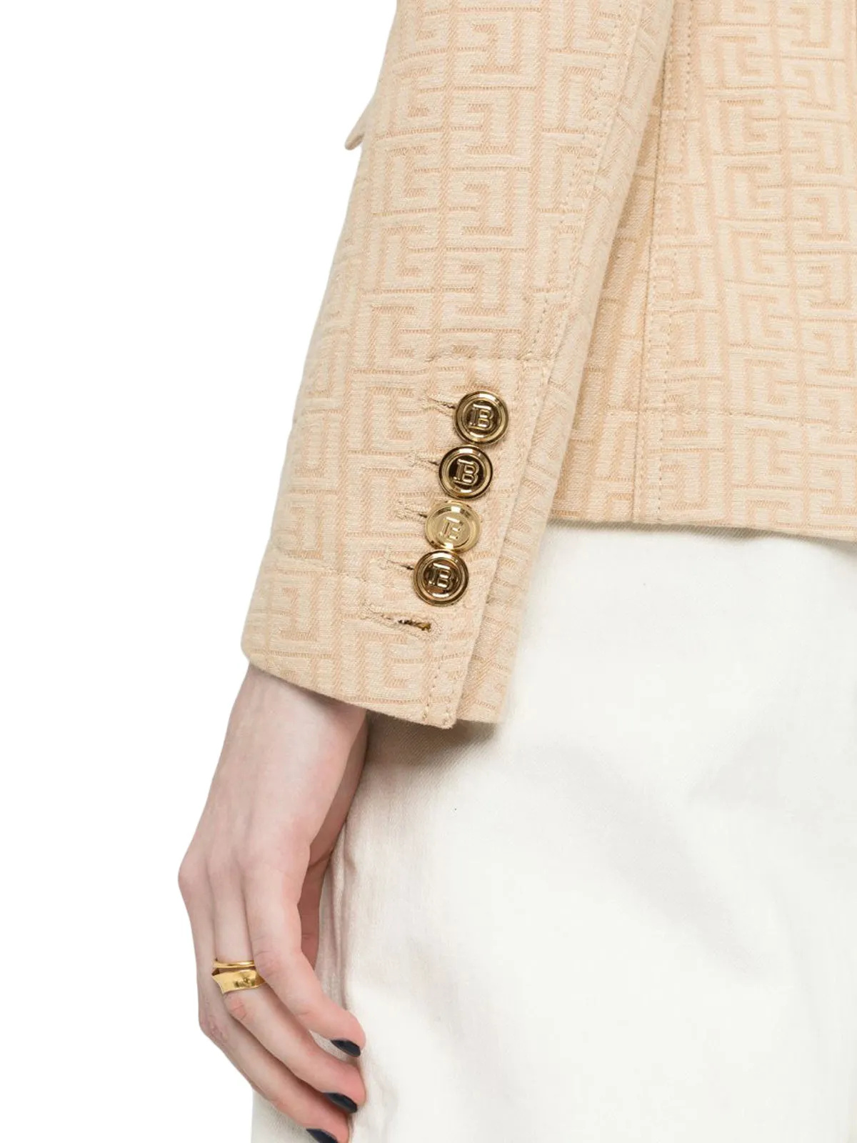Balmain Monogram Jacquard Double-Breasted Blazer