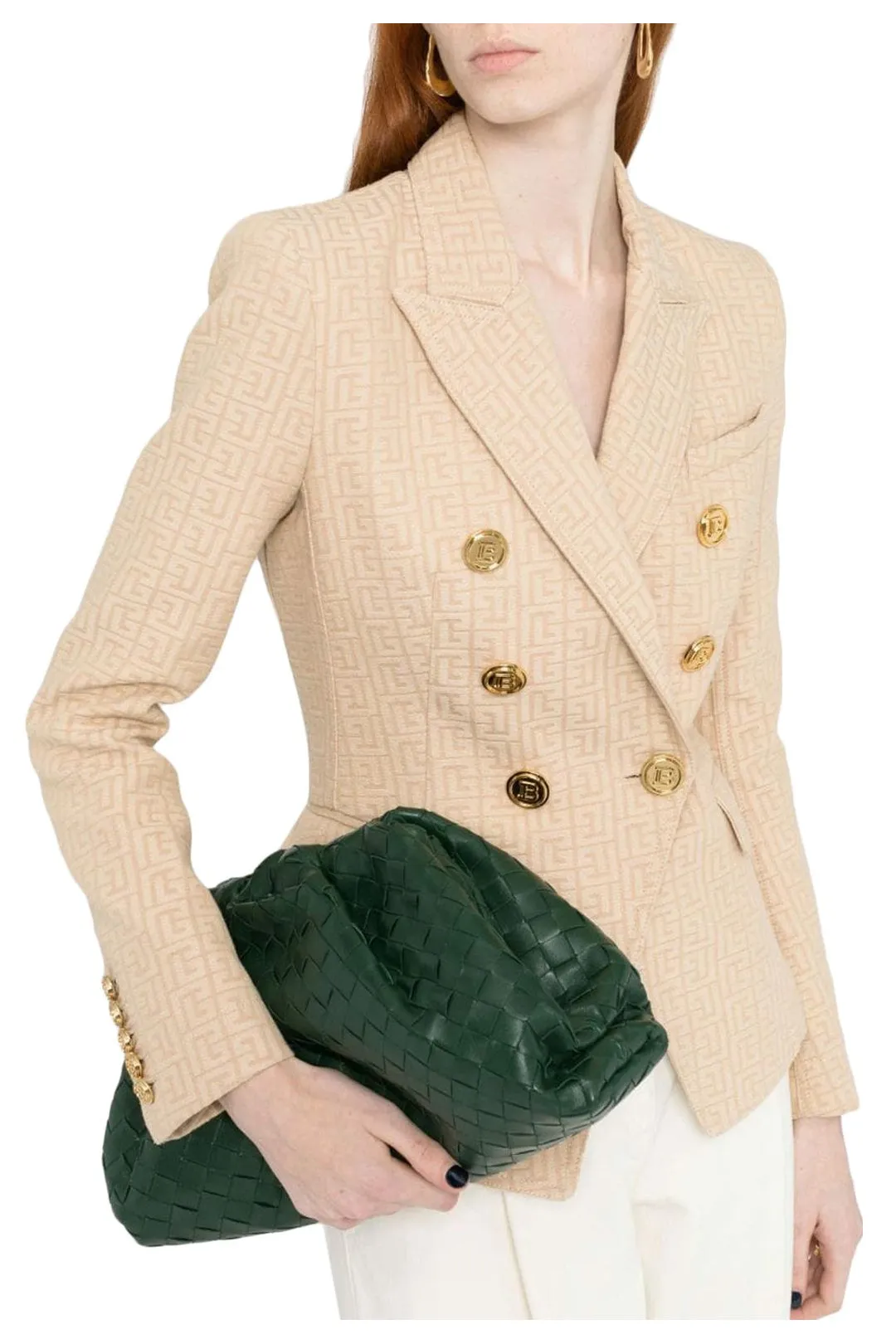Balmain Monogram Jacquard Double-Breasted Blazer