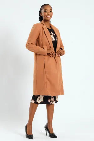 Basic Panelled Coat - Tan
