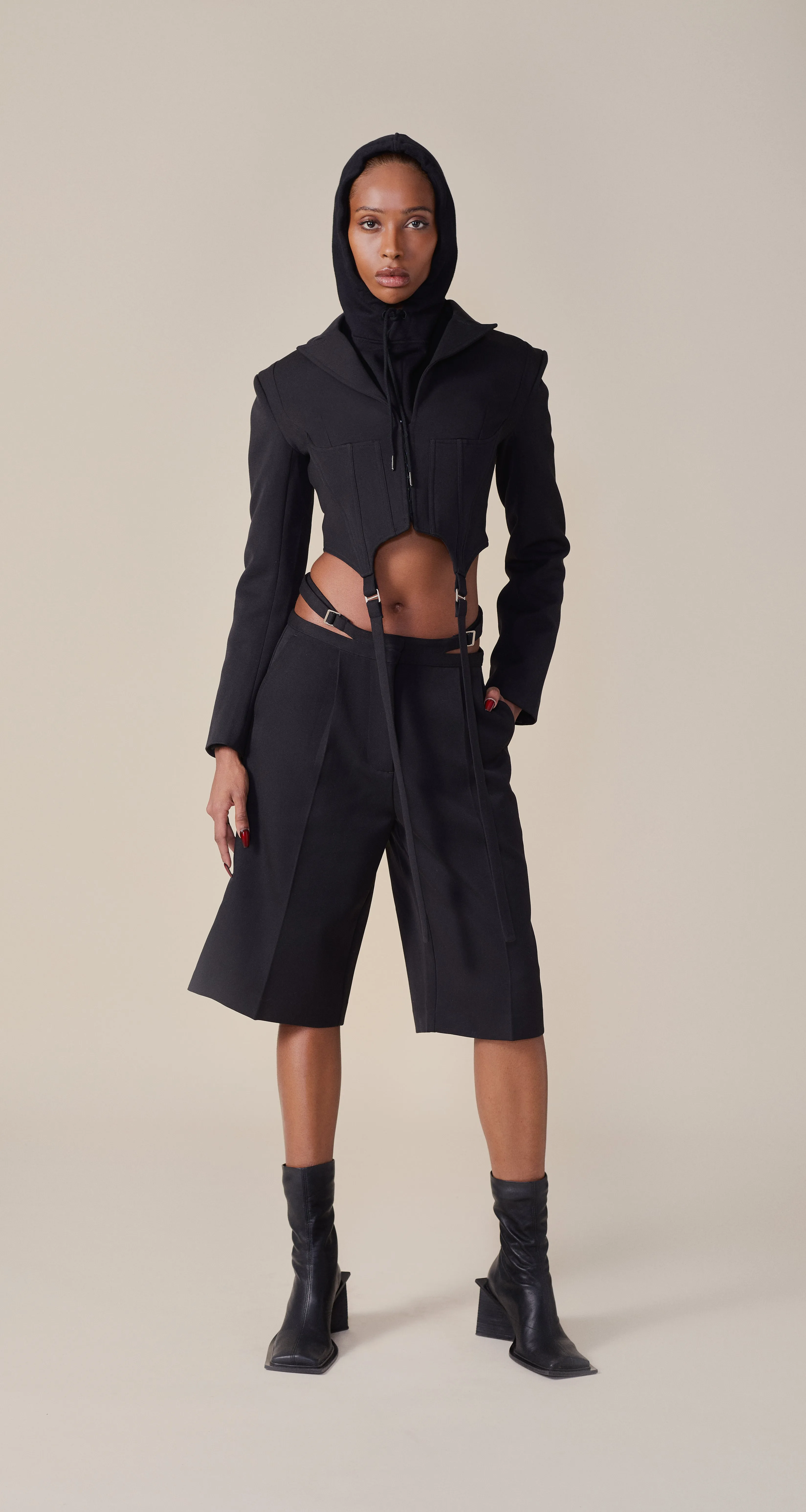 Black Corset Strap Blazer