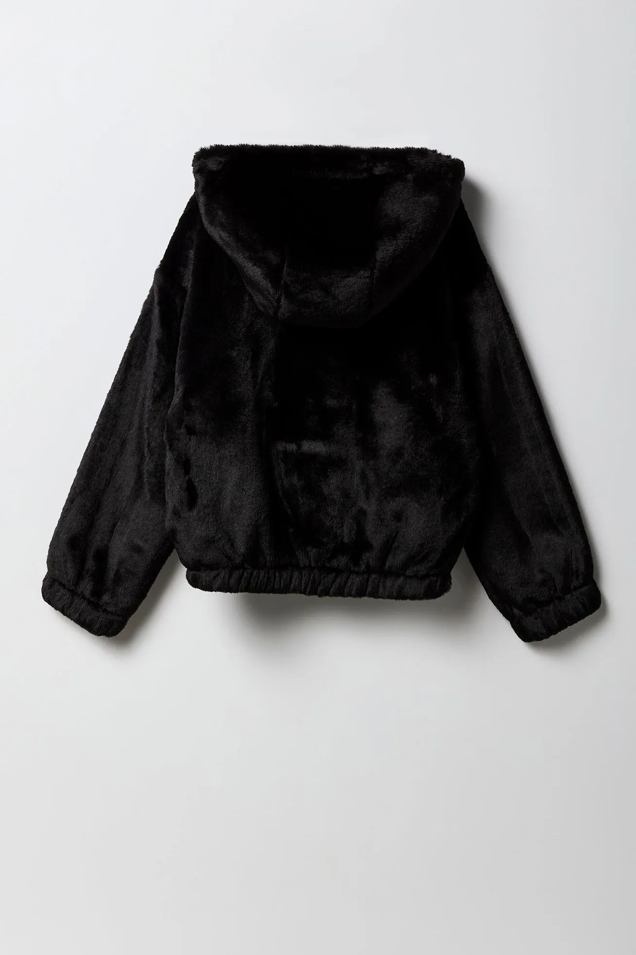 Blouson aviateur à capuchon en similifourrure pour fille