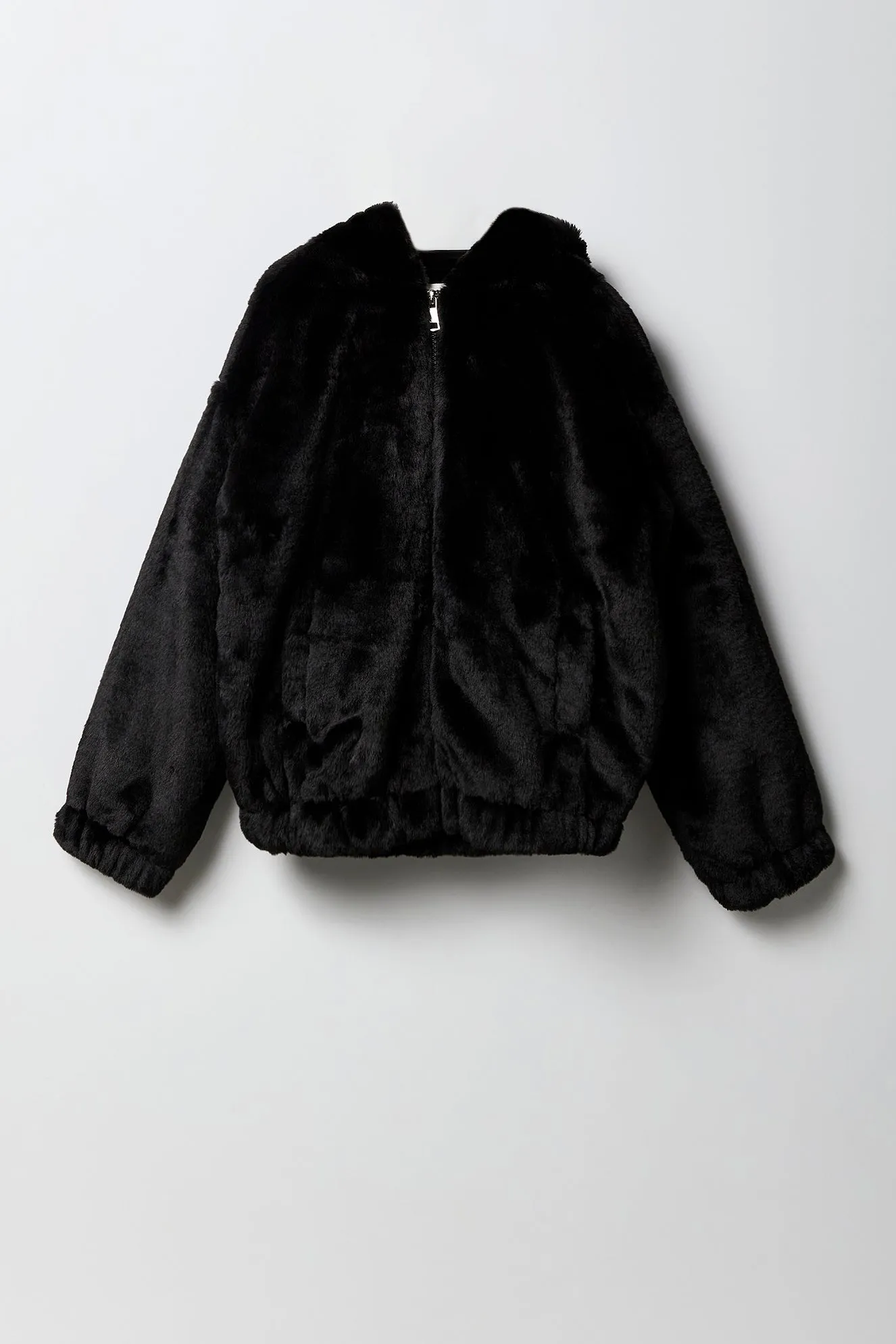 Blouson aviateur à capuchon en similifourrure pour fille