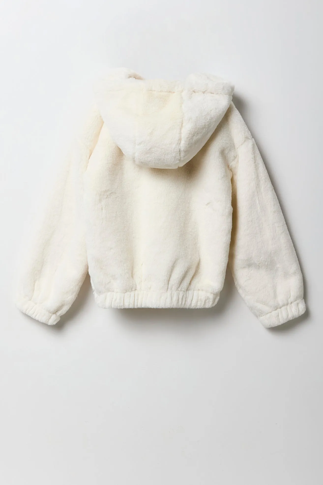 Blouson aviateur à capuchon en similifourrure pour fille