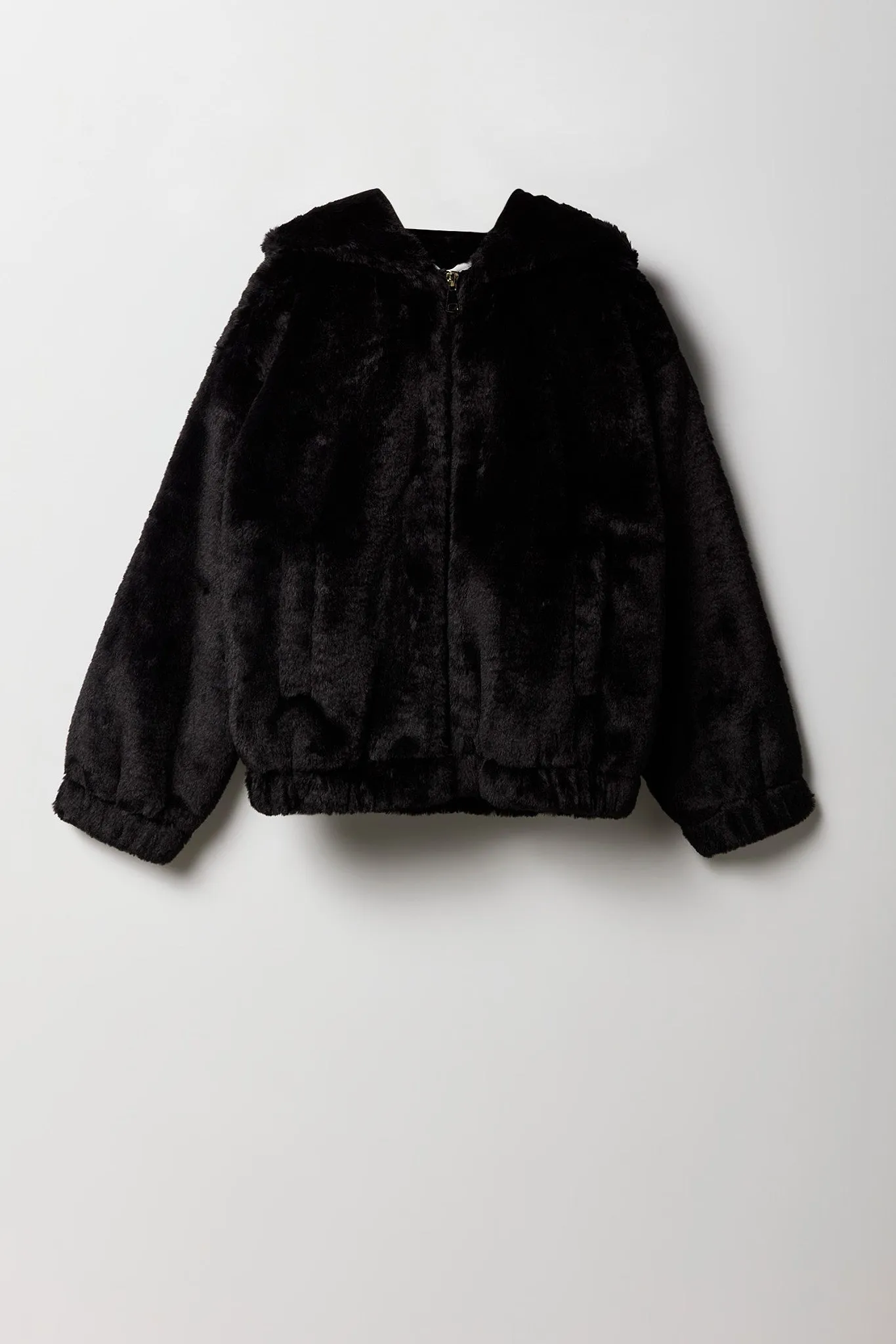 Blouson aviateur en similifourrure avec fermeture à glissière pour fille