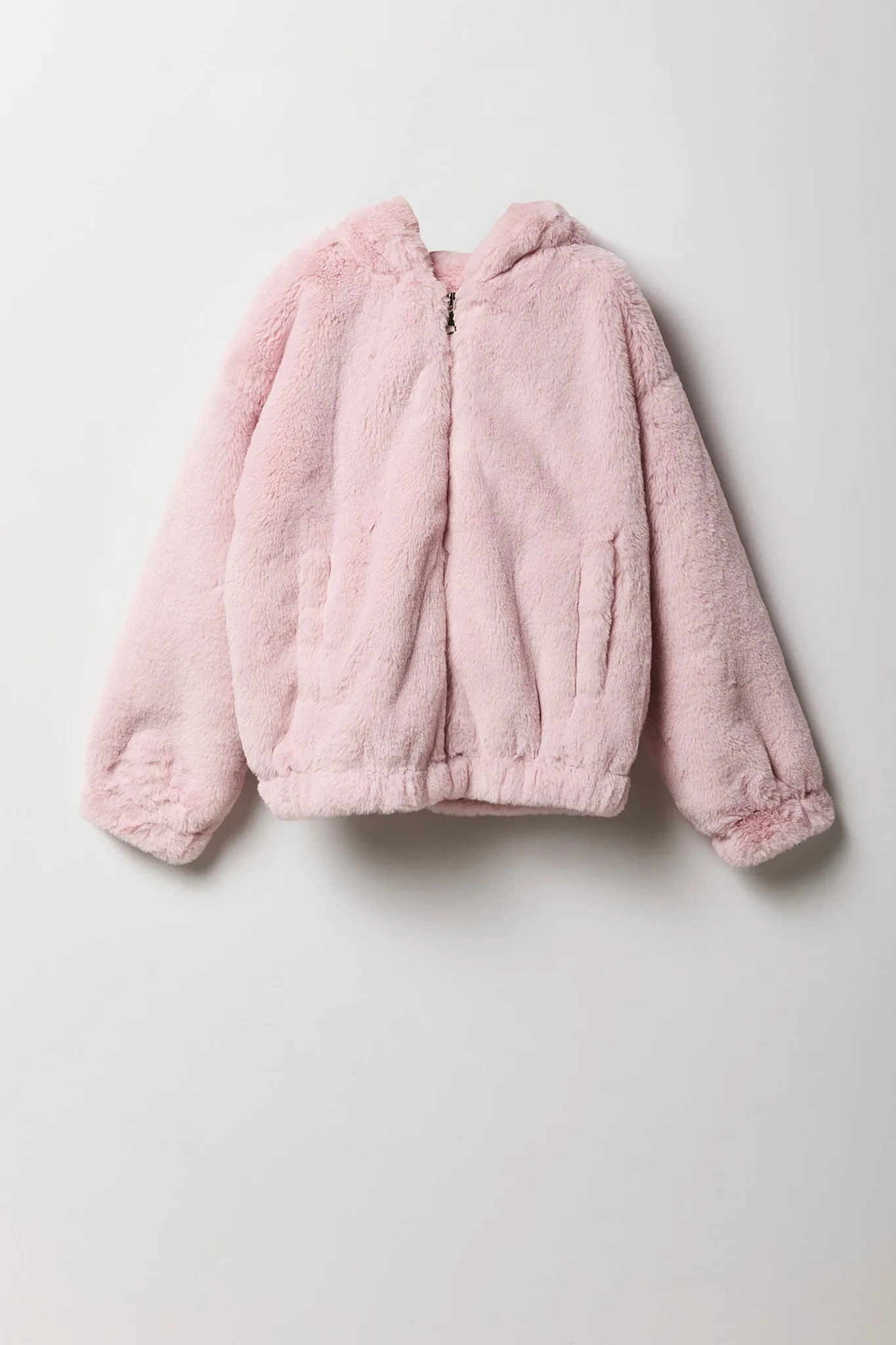 Blouson aviateur en similifourrure avec fermeture à glissière pour fille