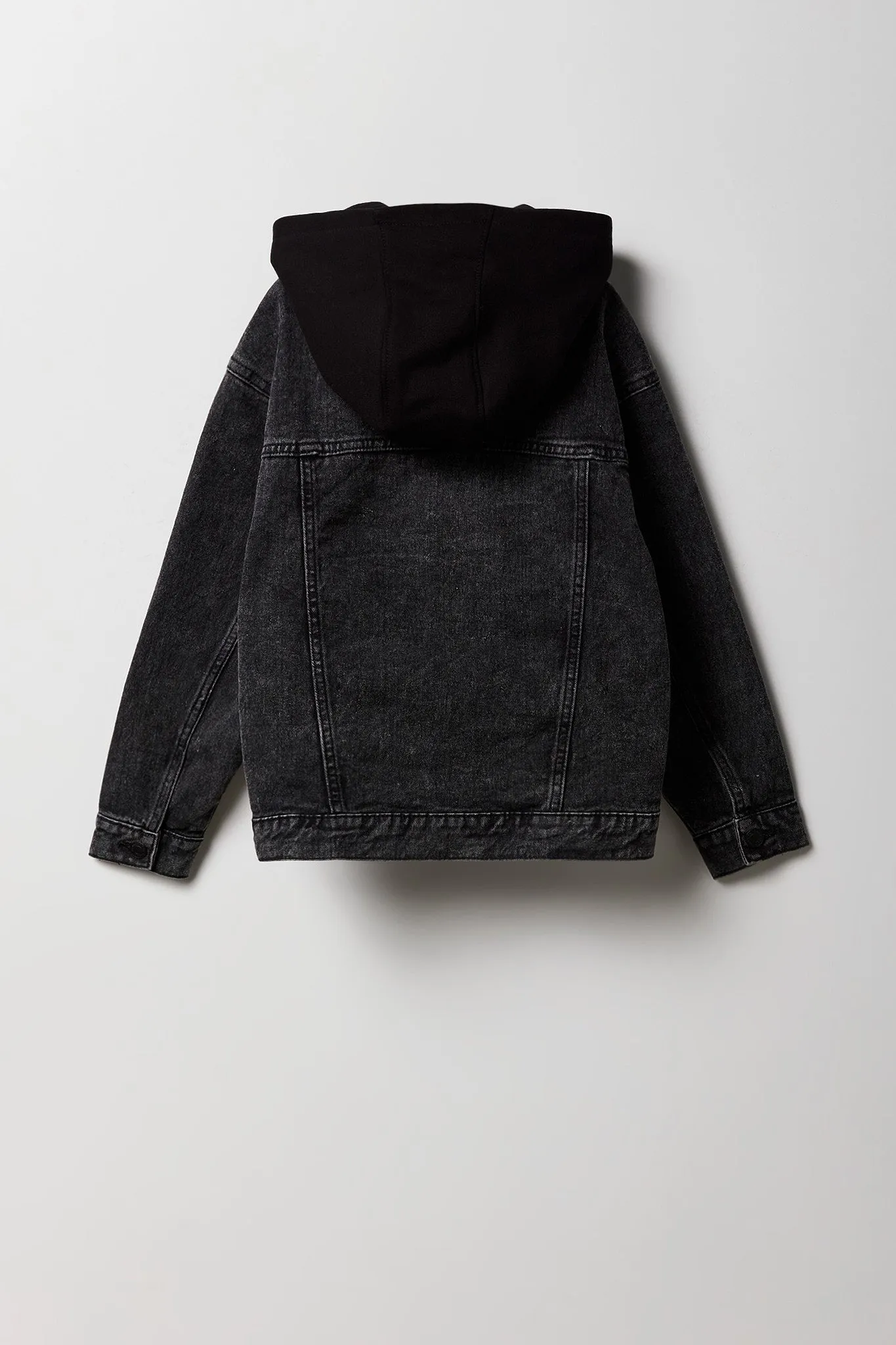 Blouson à capuchon imprimé en denim pour garçon
