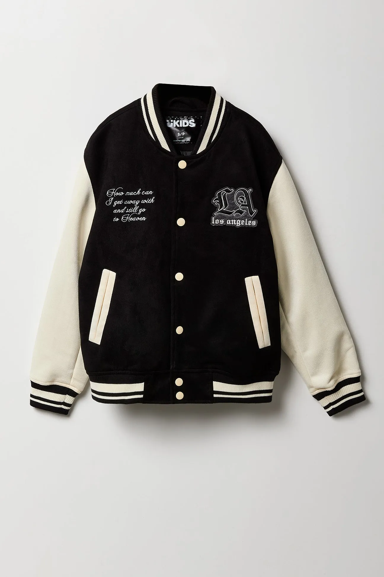 Blouson collégien à broderie en similisuède pour garçons
