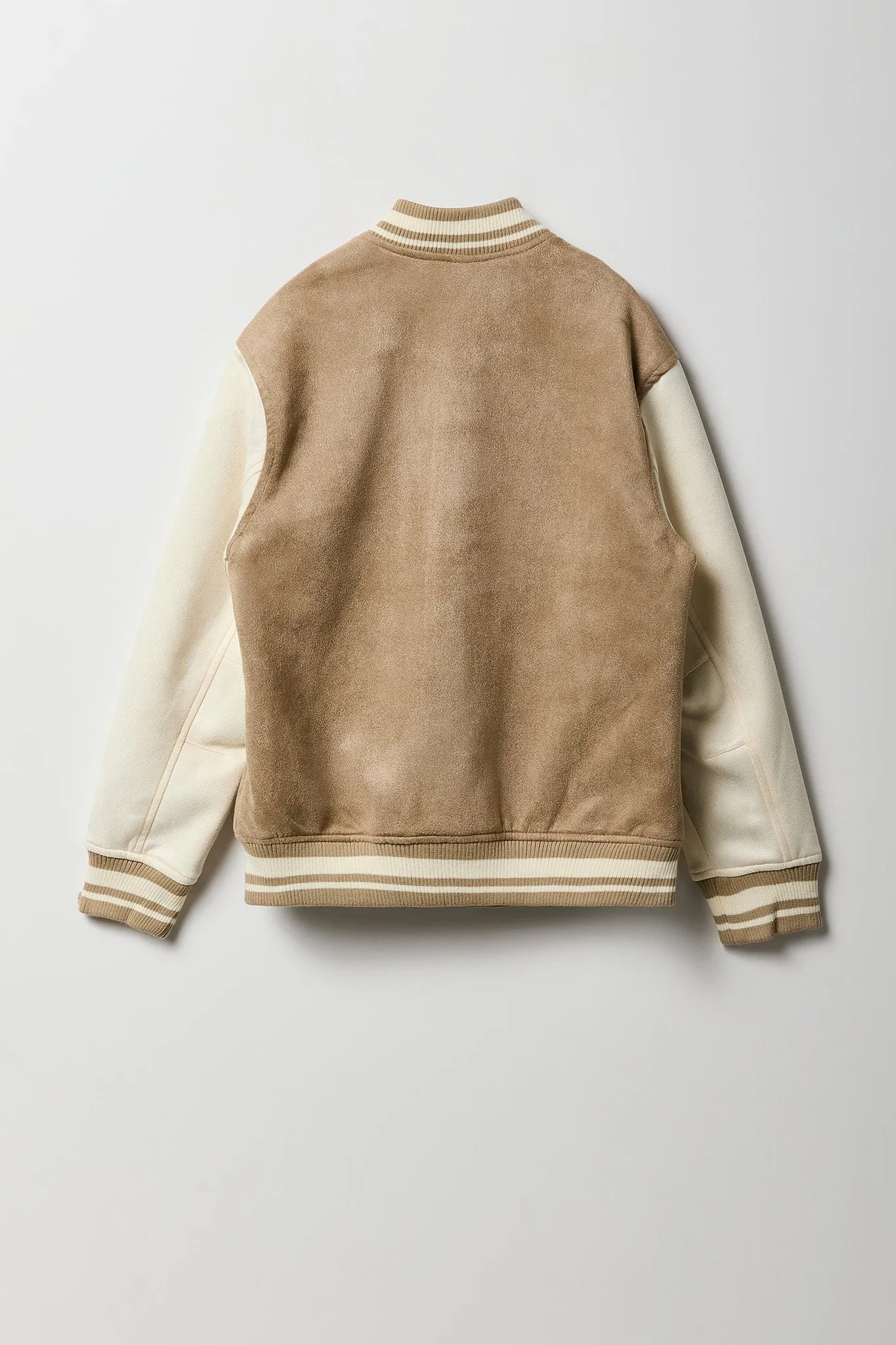 Blouson collégien à broderie en similisuède pour garçons
