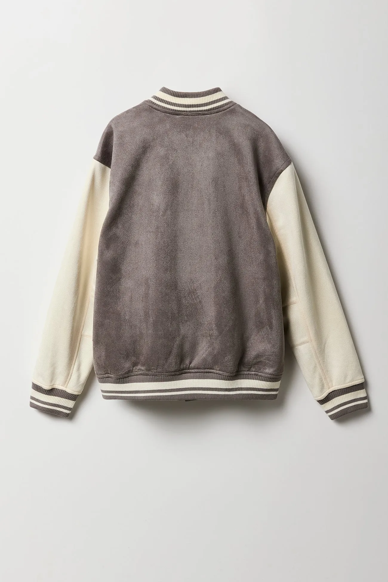 Blouson collégien à broderie en similisuède pour garçons