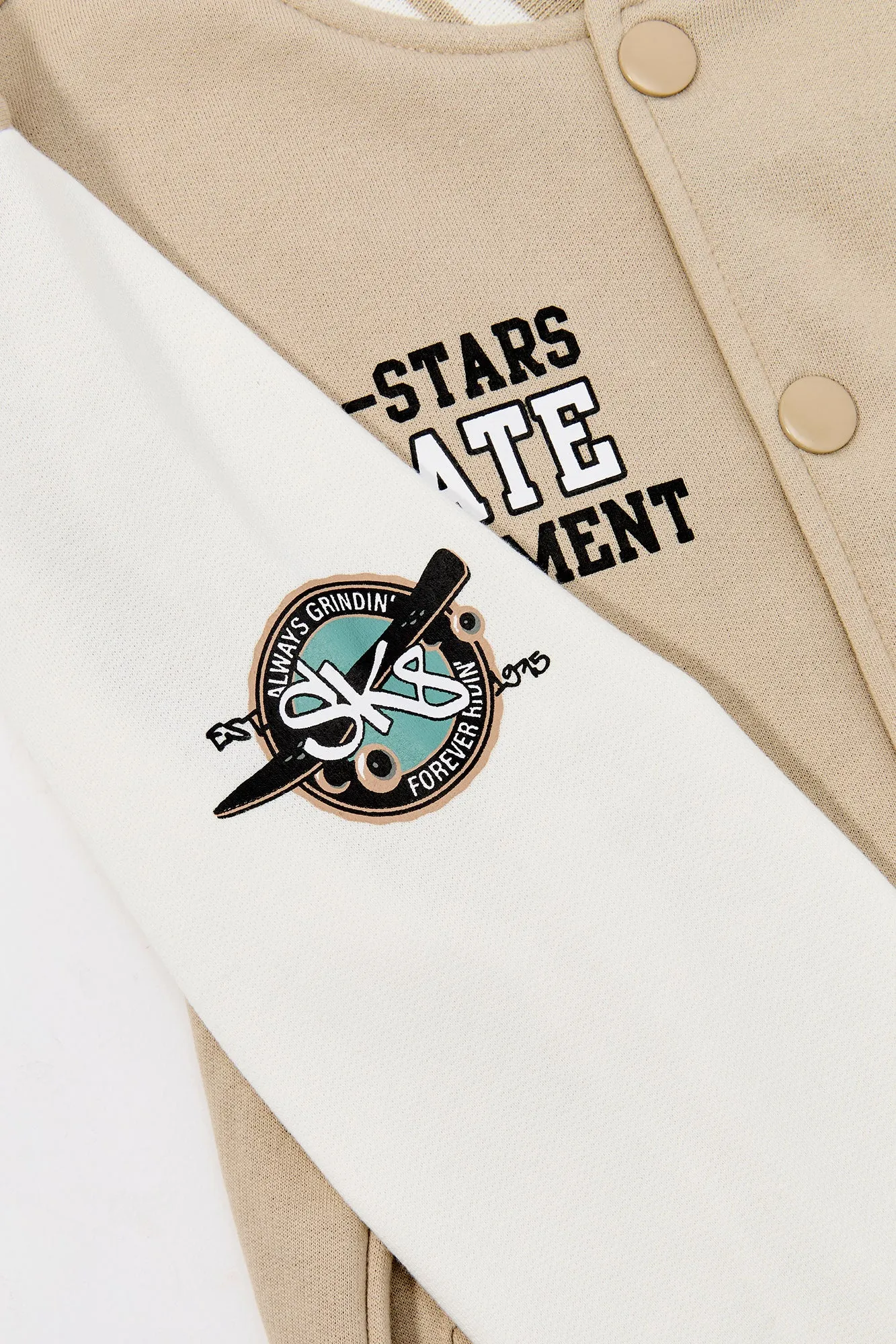Blouson collégien en molleton à broderie en chenille pour enfants