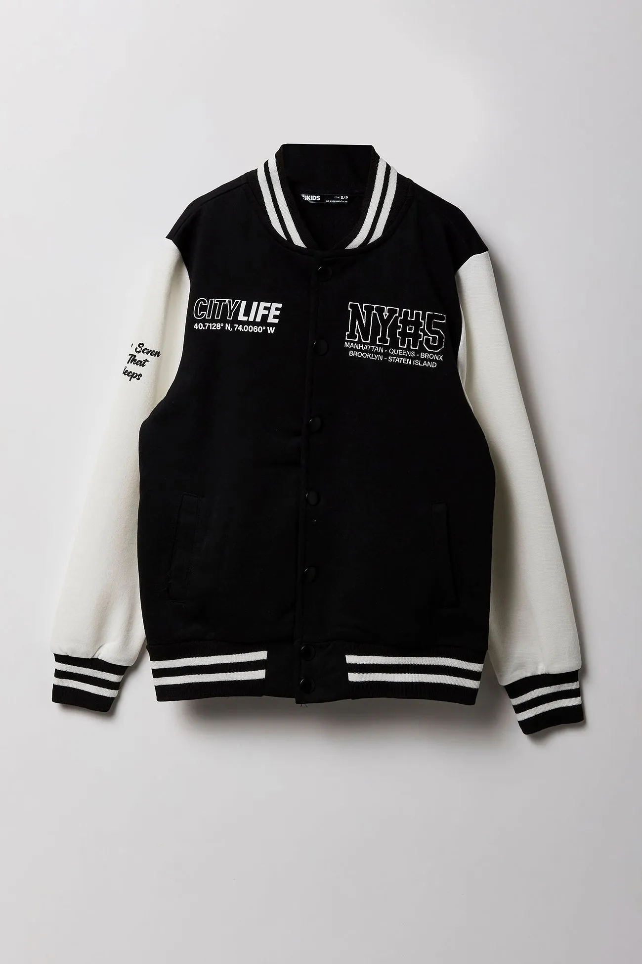 Blouson collégien en molleton à broderie en chenille pour enfants