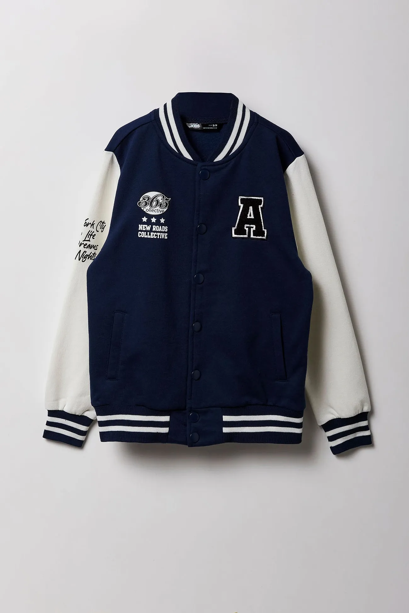 Blouson collégien en molleton à broderie en chenille pour enfants
