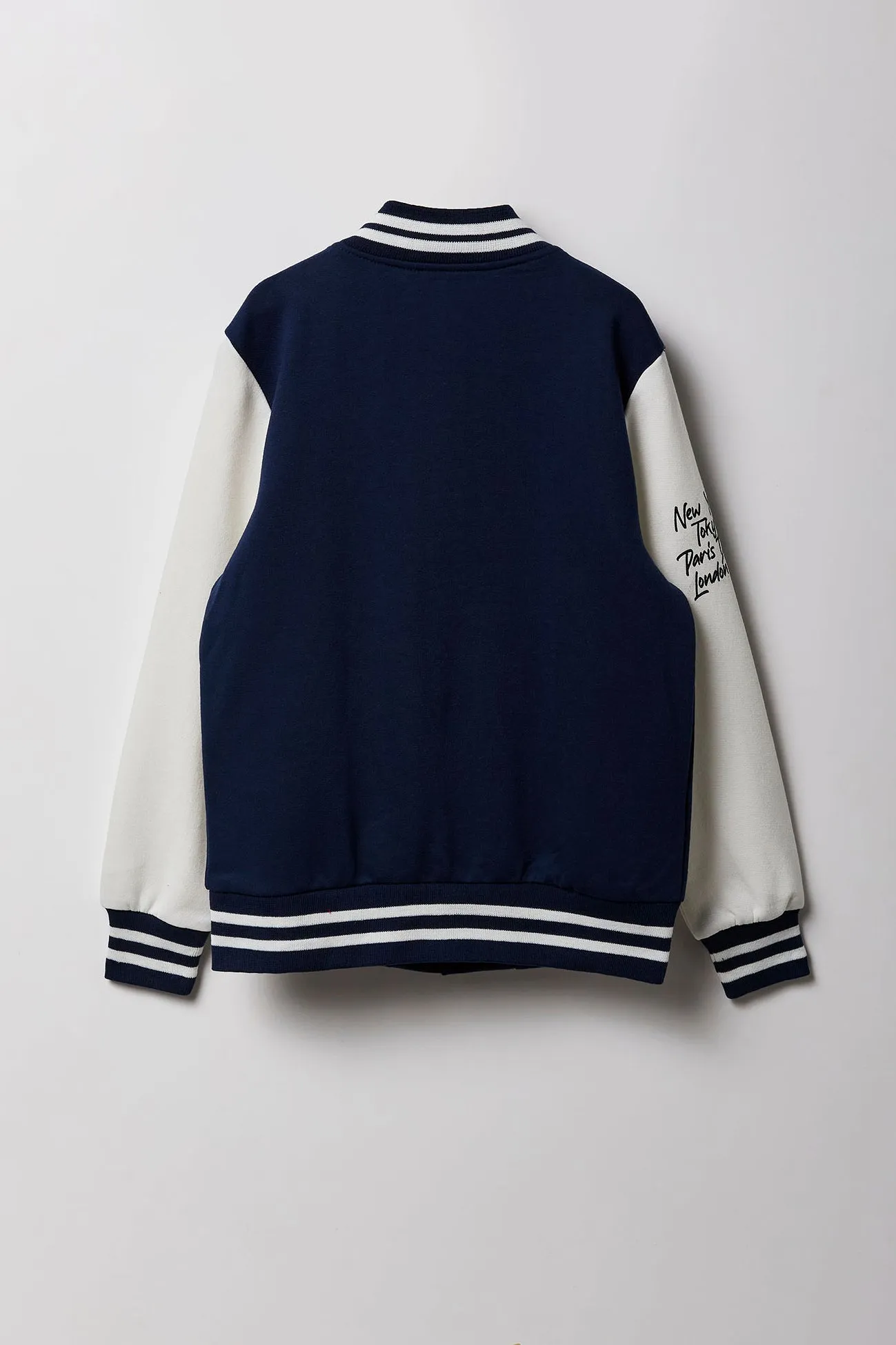 Blouson collégien en molleton à broderie en chenille pour enfants