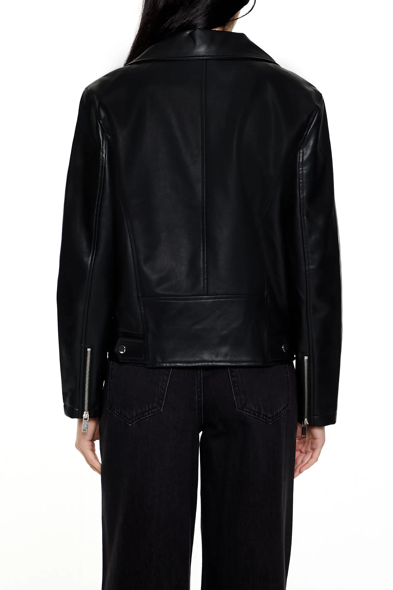 Blouson de style moto en similicuir avec fermeture à glissière
