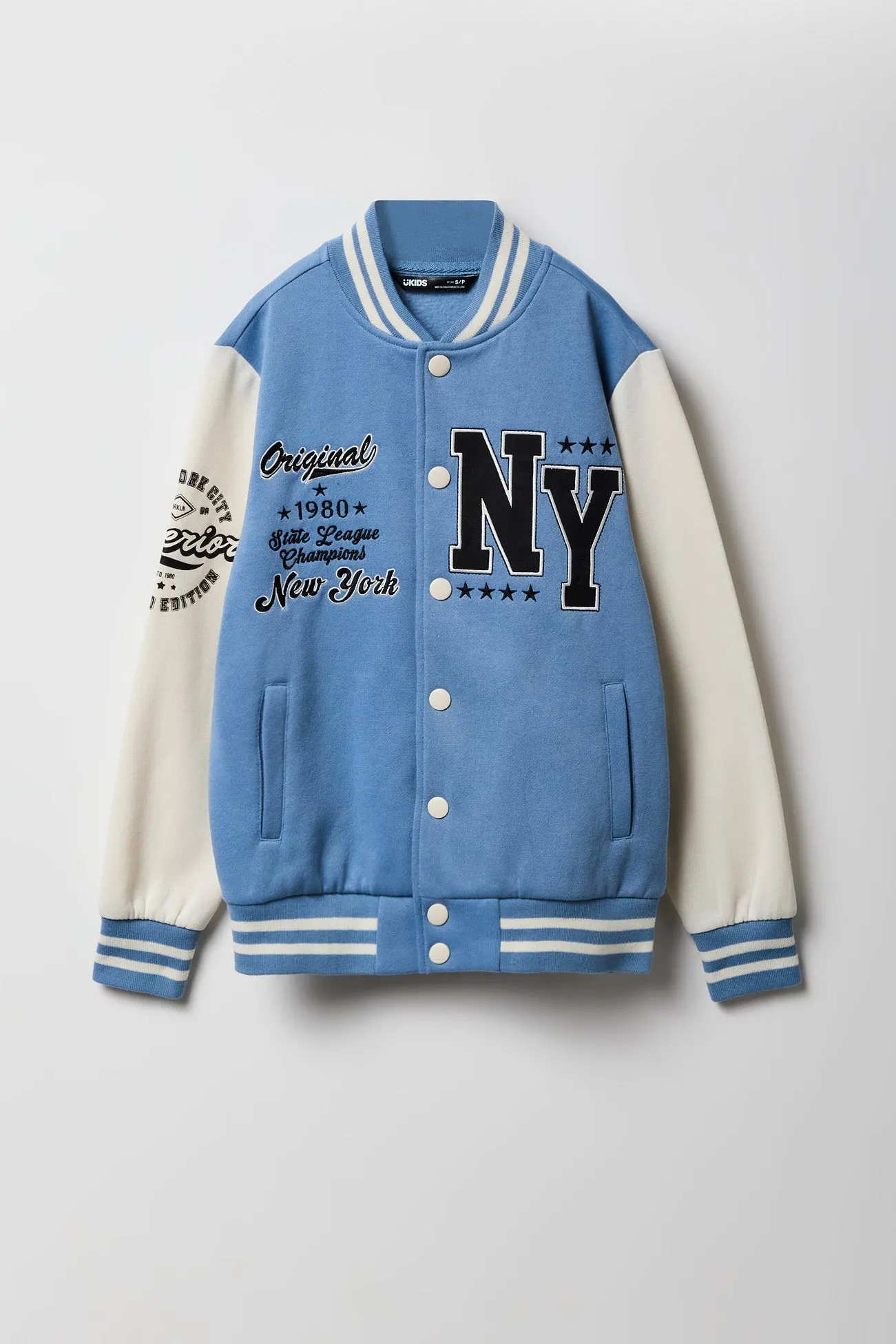 Blouson de style universitaire en molleton avec motif brodé City pour enfants
