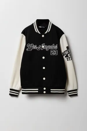 Blouson de style universitaire en molleton avec motif brodé City pour enfants