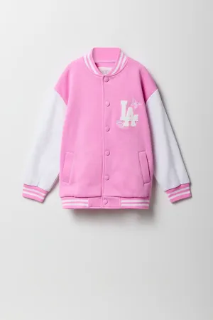 Blouson de style universitaire en molleton avec motif brodé en chenille pour fille