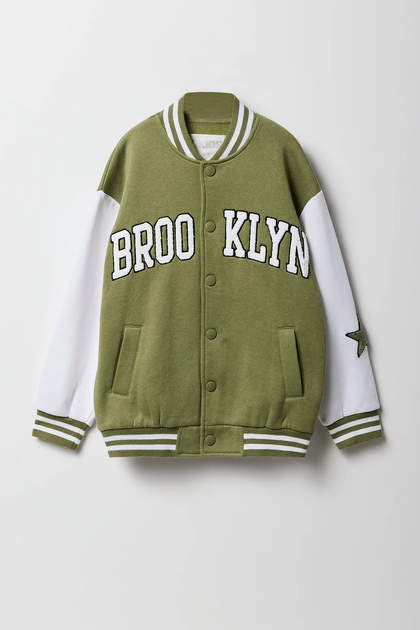 Blouson de style universitaire en molleton avec motif brodé en chenille pour fille