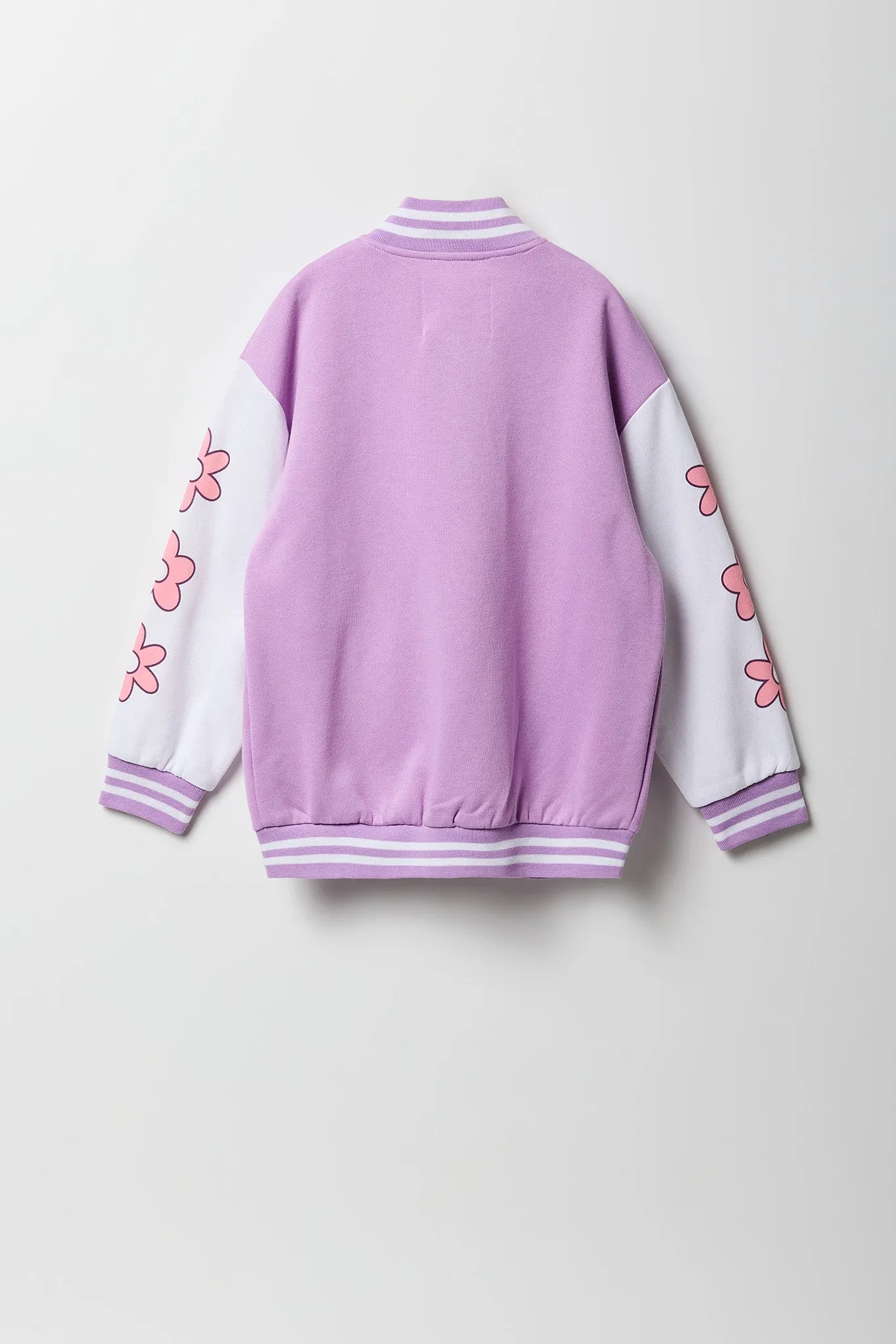 Blouson de style universitaire en molleton avec motif brodé en chenille pour fille