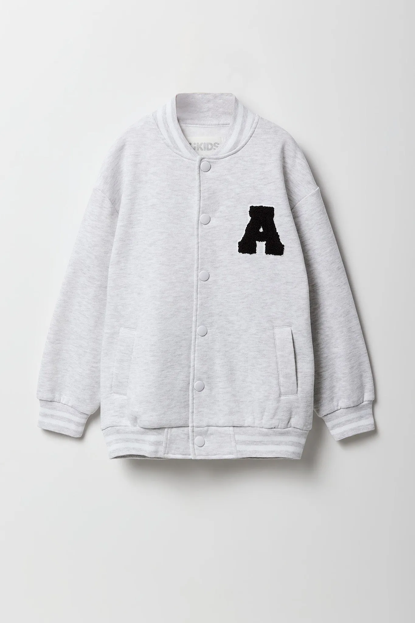 Blouson de style universitaire en molleton avec motif brodé en chenille pour fille