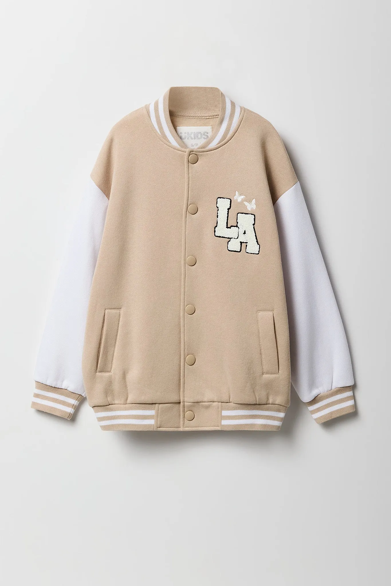 Blouson de style universitaire en molleton avec motif brodé en chenille pour fille