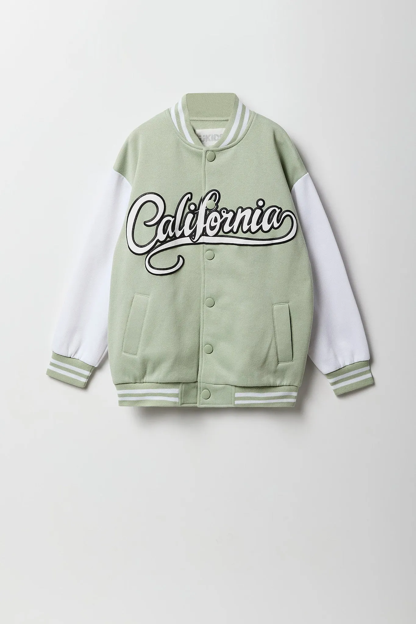 Blouson de style universitaire en molleton imprimé pour fille