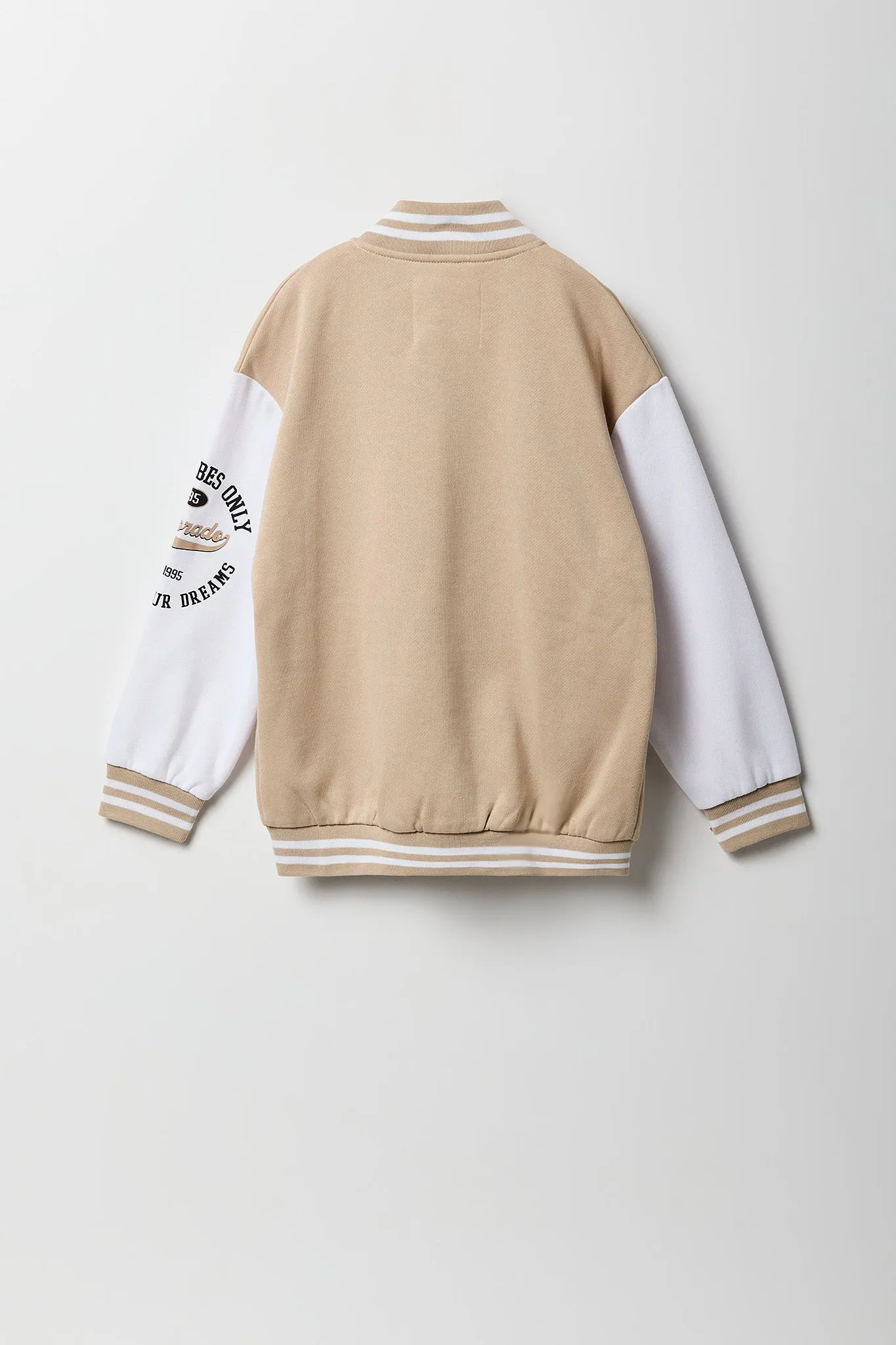 Blouson de style universitaire en molleton imprimé pour fille