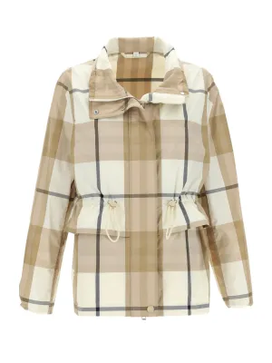 Burberry	Checked Drawstring-Waist Jacket
