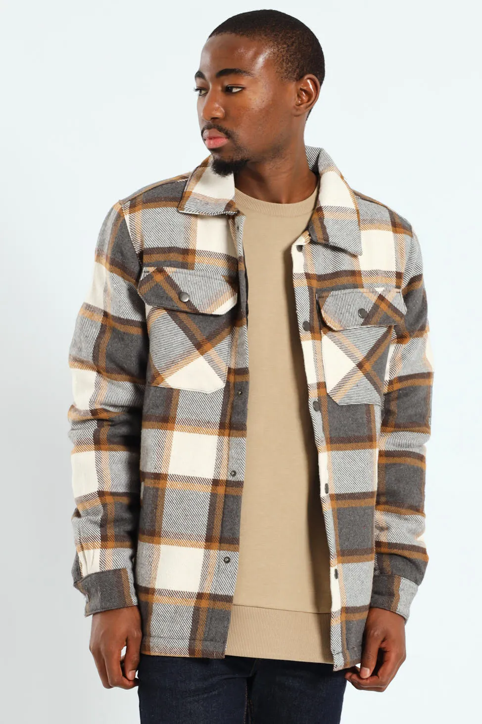 Check Flannel Shacket - Chocolate