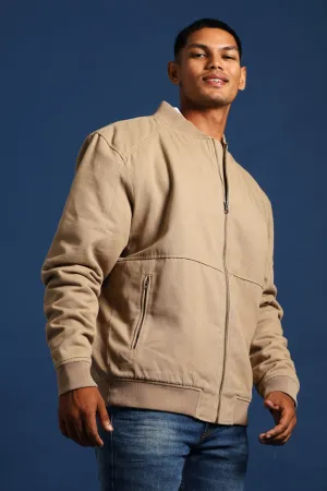 Cotton Bomber Jacket - Taupe