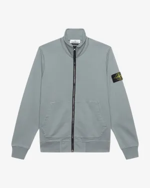 Cotton Fleece Hooded Full Zip Sweatshirt Green Gray