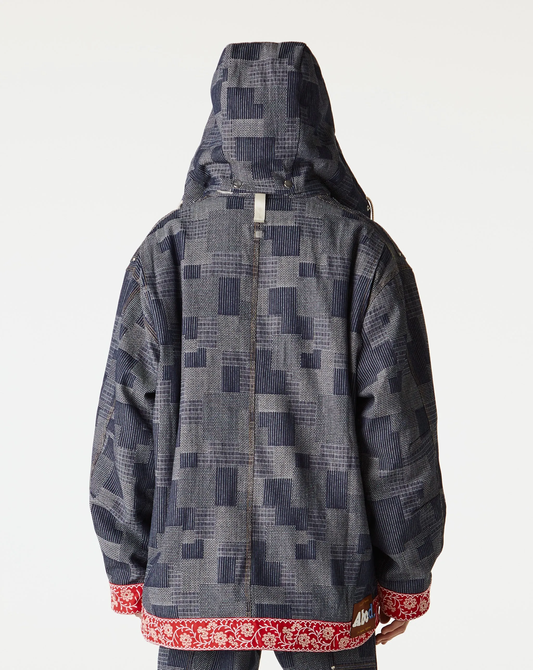 Crystal Rivet Patchwork Denim Hoodie