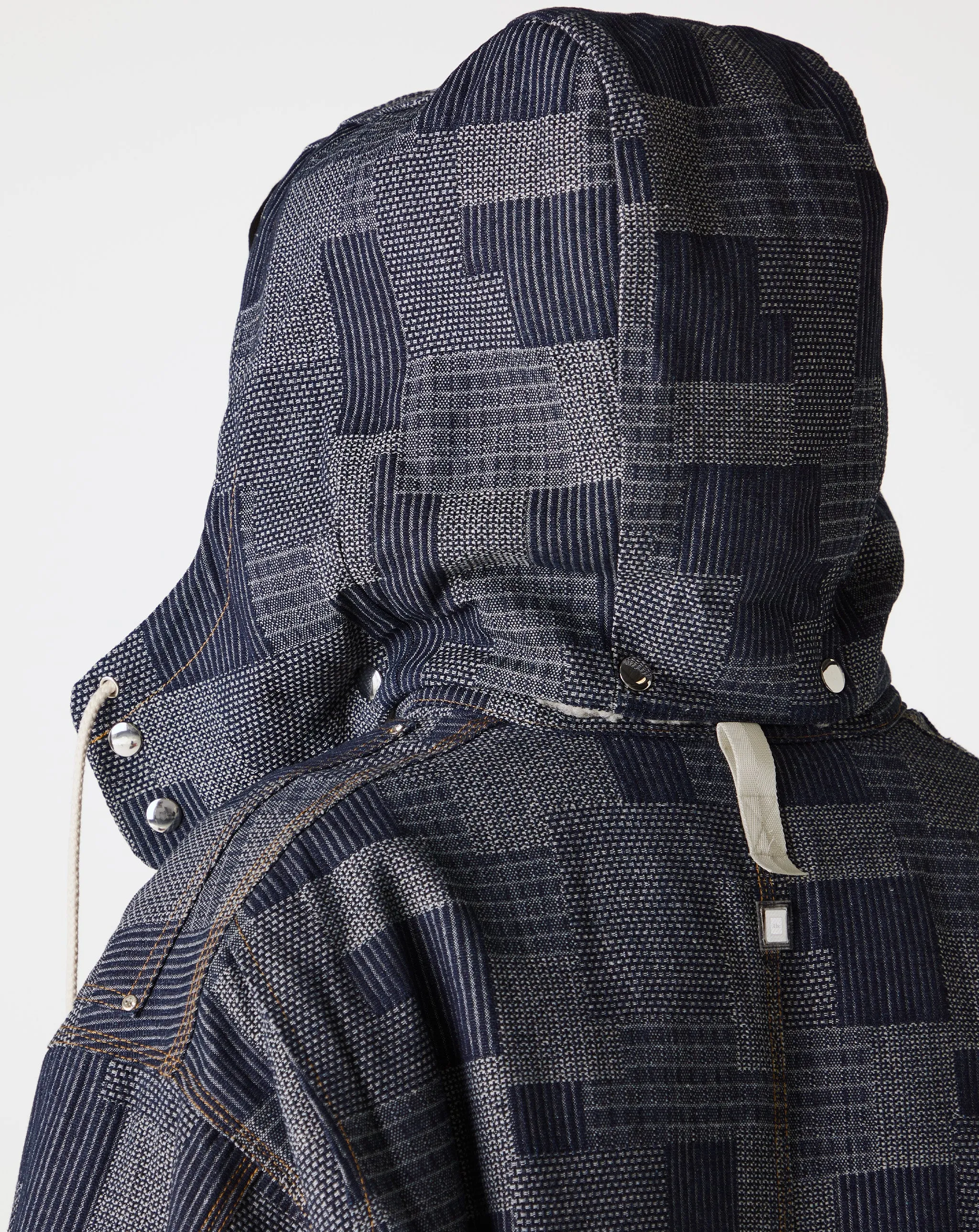 Crystal Rivet Patchwork Denim Hoodie