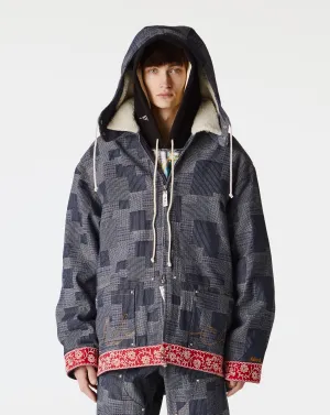 Crystal Rivet Patchwork Denim Hoodie