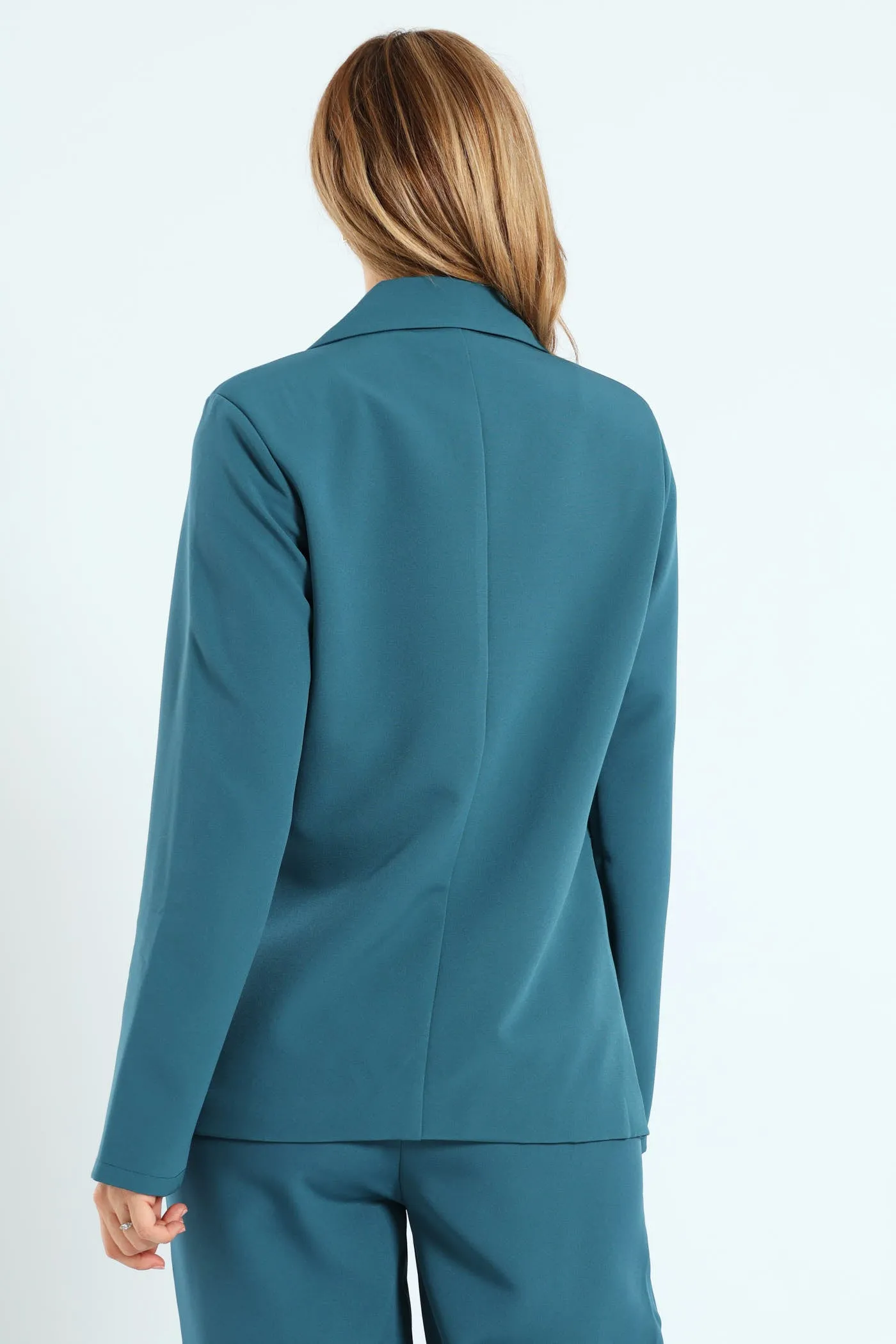 Darted Pocket Flap Blazer - Teal