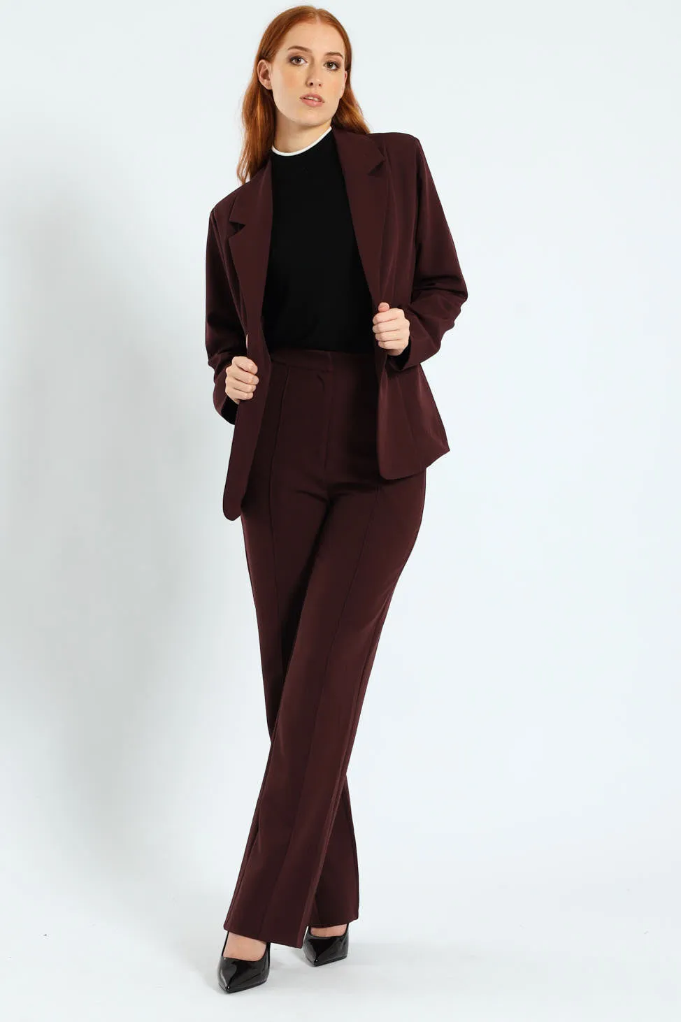 Darted Welt Pocket Blazer - Plum