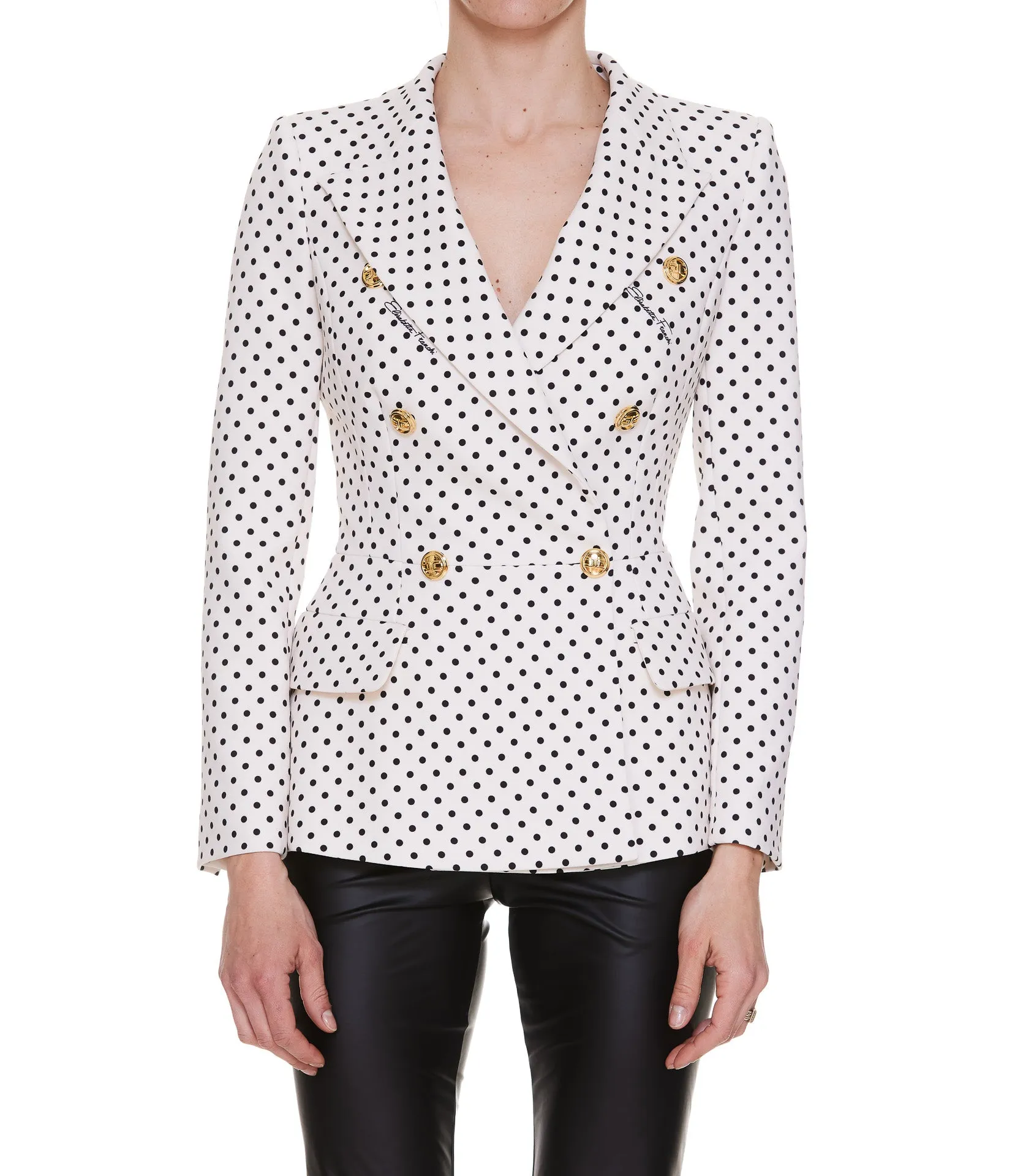 Elisabetta Franchi Polka Dotted Double Breasted Blazer