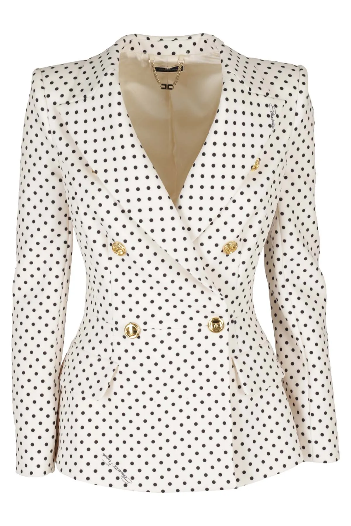Elisabetta Franchi Polka Dotted Double Breasted Blazer