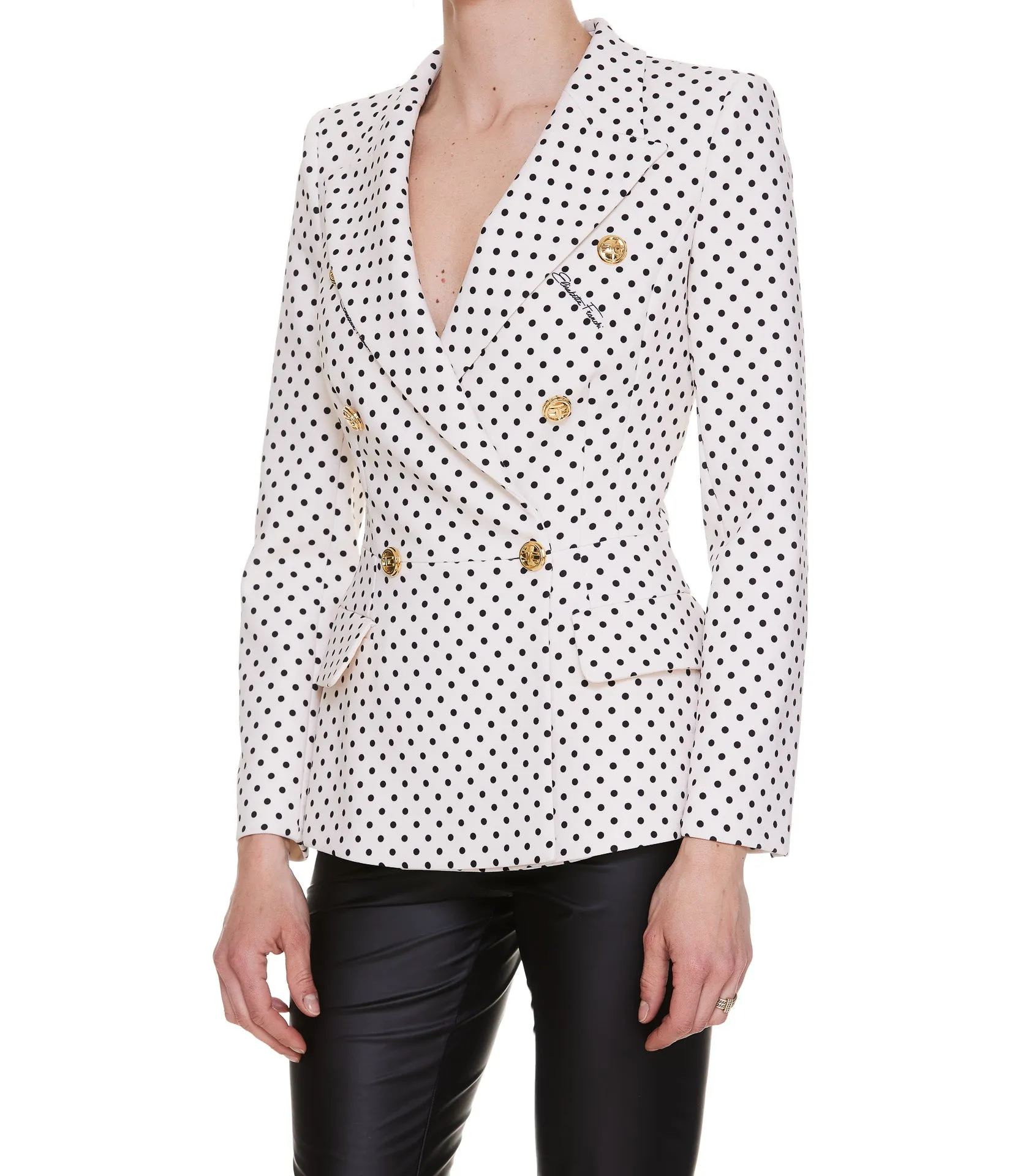 Elisabetta Franchi Polka Dotted Double Breasted Blazer