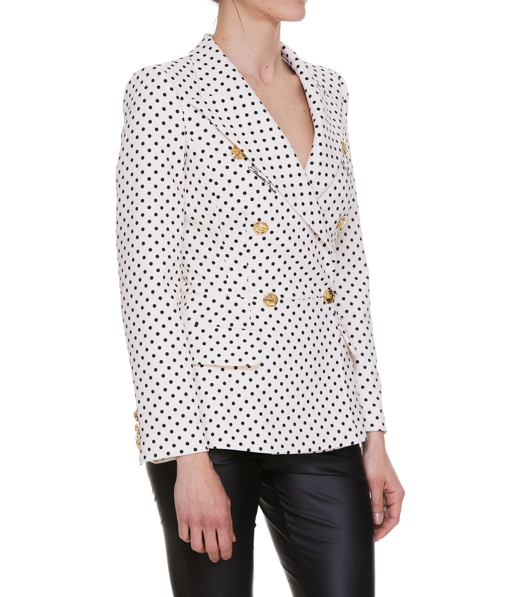 Elisabetta Franchi Polka Dotted Double Breasted Blazer