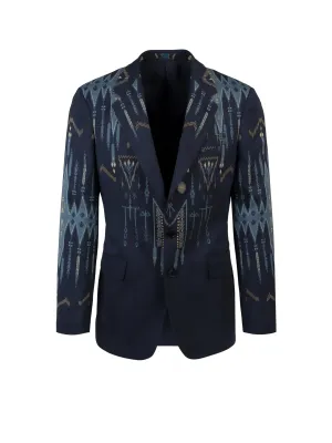 Etro Allover Graphic Print Single-Breasted Blazer